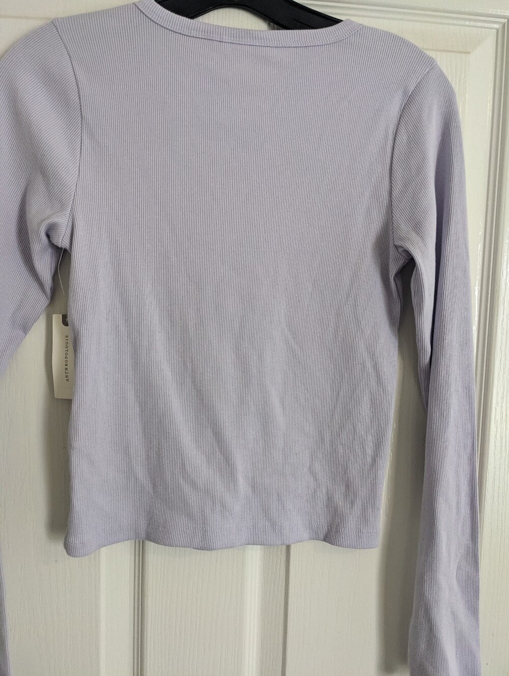 Anthropologie Blair cropped Long Sleeve Crewneck Top - Lavender - Picture 5 of 6